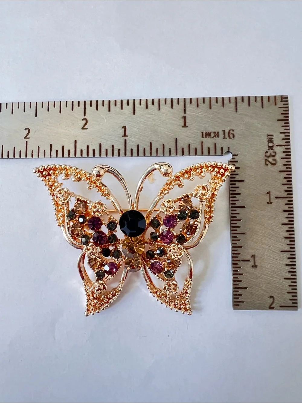Lot of 3 Multicolor Crystal Butterfly Brooch Pin - Women Jewelry